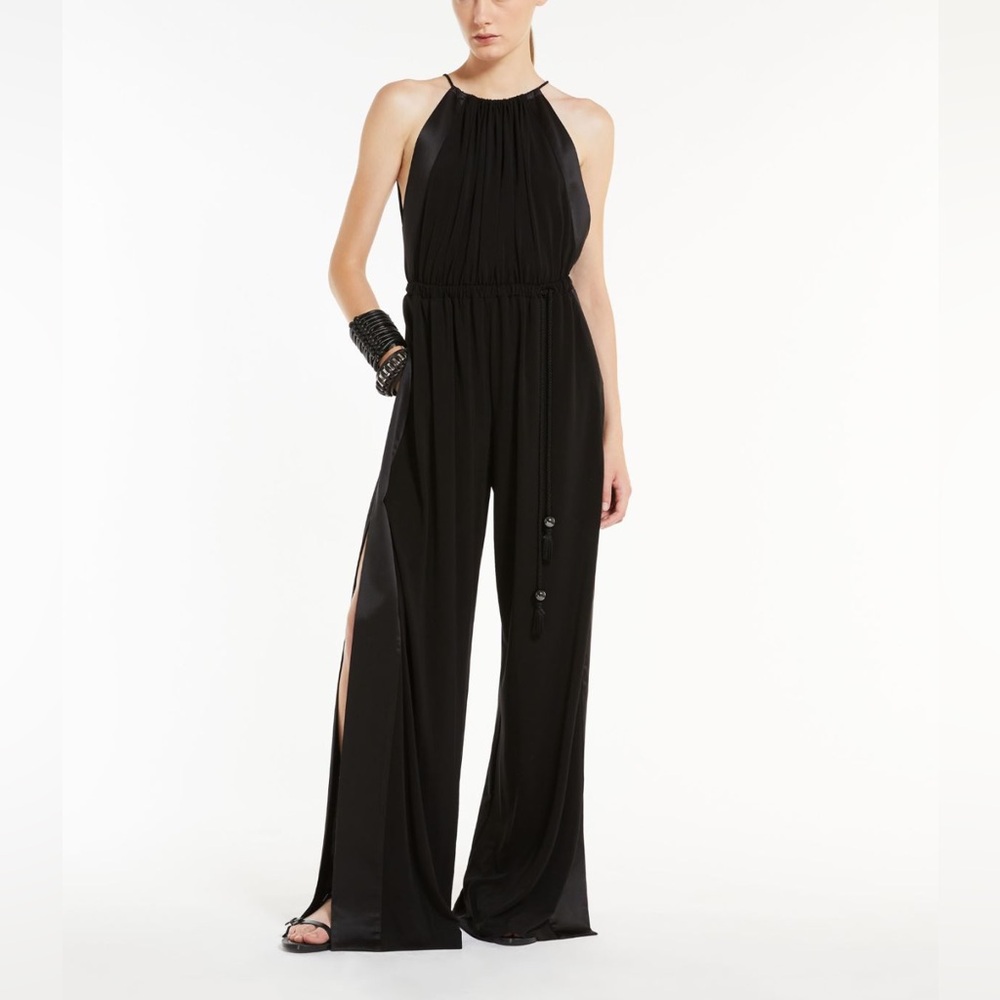 MaxMara Chic Black Jersey & Viscose Jumpsuit Size: Xsmall Spring/ Summer/ Beach